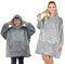 ALLEN & MATE Hoodie-Decke für Kinder, übergroße Decke Hoodie, Warmer Morgenmantel, weicher Fleece-Kapuzenmantel, Geschenke für Jungen, Mädchen, Teenager, grau, 4-8 Jahre