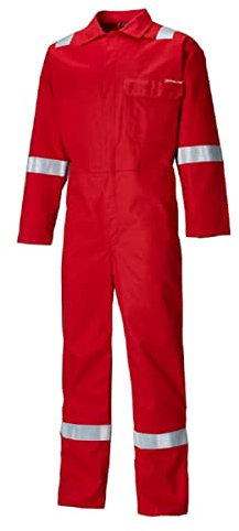 Dickies Everyday Flame Retardant Reflective Taped Coverall Overall Firechief High Visibility Lightweight FR24/7TP+ TALL LEG (XXL-Tall, Red)