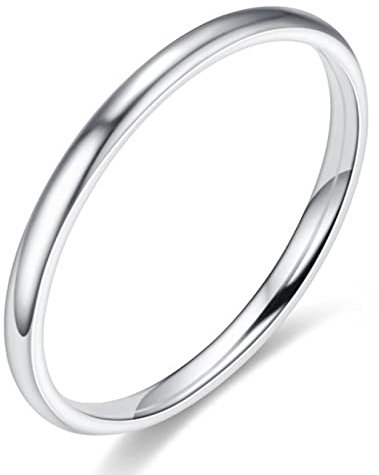 Stfery Edelstahl Ring Damen Breit 2MM Eboy Rings Silber Verlobungsring XXL zum Valentinstag, 49 (15.6)