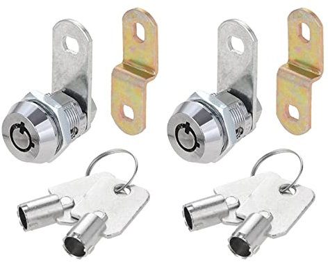 2 Cerraduras de Leva de 17mm con 4 Mismas llaves, DRELD Cerraduras de Seguridad Cilíndricas de Aleación de Zinc para Puerta, Cajón de Seguridad, Buzón de Correo, Armario, Buzón
