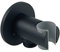 OrangeClub Wandanschluss mit Duschkopfhalterung Chrom Schlauchanschluss mit Brausehalter Messing Wandanschlussbogen 1/2 Zoll (black 2)