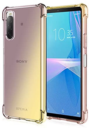HONLEN Hülle für Smartphone, Compatible with Sony Xperia 10 IV Case, (6 Inches) Transparent Farbverlauf Design TPU Silicone Handyhülle, Verstärkung mit Vier Ecken Cover Schwarzes Gold