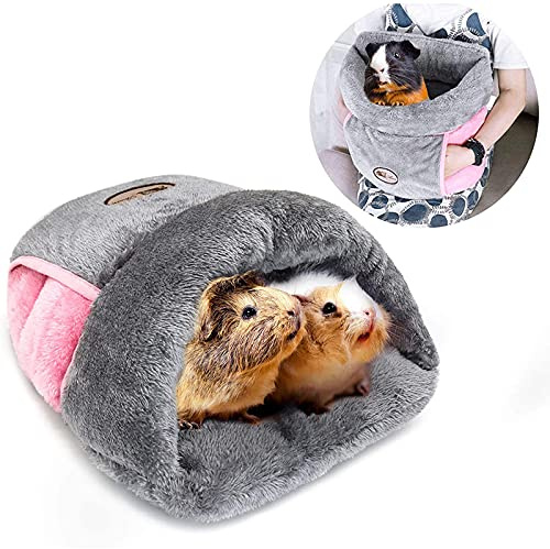 YUEPET Meerschweinchenbett, Kuschelhöhle, warmes Fleece, gemütliches Haus, Bettwäsche, Schlafkissen, Käfignest für Kleintiere, Eichhörnchen, Chinchilla, Igel, Kaninchen, Käfigzubehör, Grau