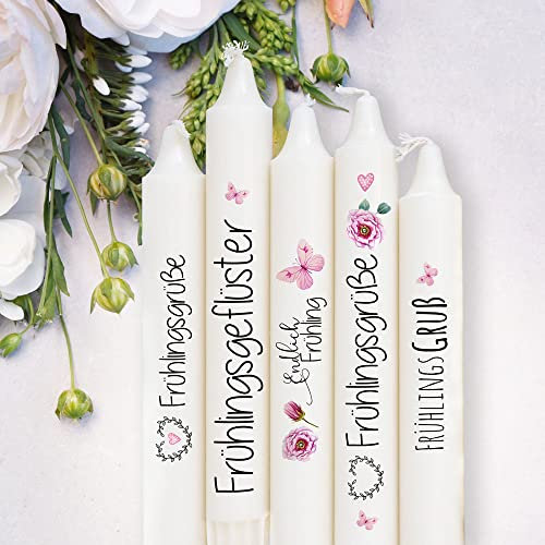 Ilka parey Kerzen Tattoo Frühling Blumenkranz Rosen - Kerzentattoos Frühling - A6 Stickerbogen DIY für Kerzen oder Keramik - Verzaubern Sie Ihr Zuhause mit Frühlingsgefühlen (kst65)