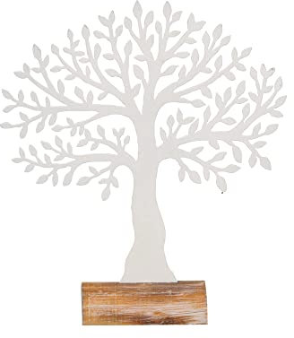 Posiwio Baum White weiß aus Metall und Holz H25cm Dekobaum Dekoaufsteller Metallbaum