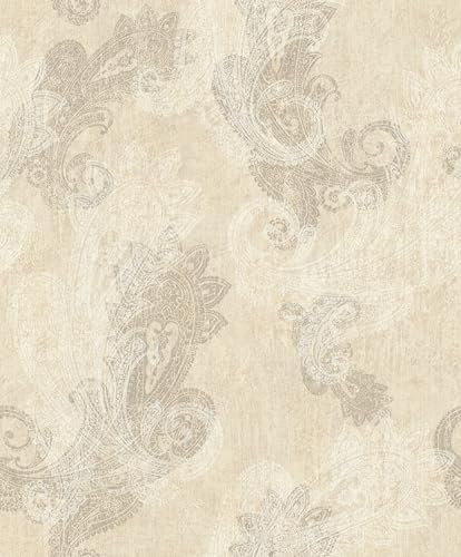 Rasch Vliestapete Beige Grau Metallic Paisley Ornamente Floral 746433