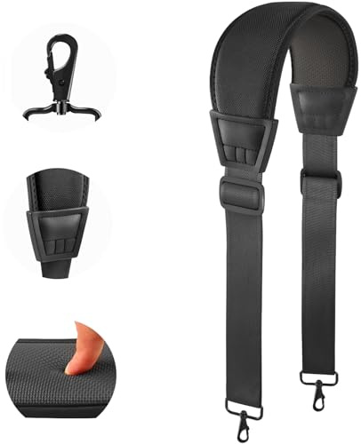 FIEIL 67 Universal Shoulder Strap, Neoprene Thick Padded Bag Strap with Double Adjustable Buckles and Metal Hooks, Ideal for Briefcases, Computer Satchels, Crossbody Bags, Luggage(Supple)