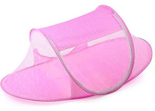 Mrisata Cama de bebé plegable portátil Mosquitera, poliéster recién nacido, cama de viaje, mosquitera para bebé tienda de campaña para niños, cubierta de cuna plegable portátil transpirable plegable