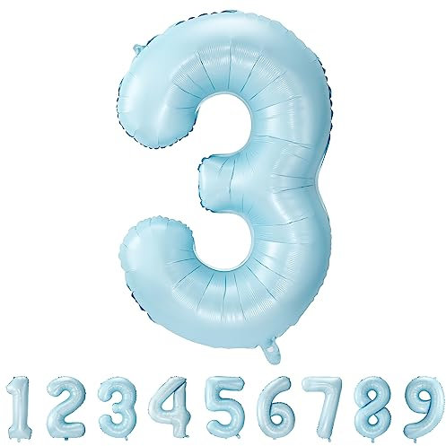 Geburtstag zahlen luftballon 3 jahre Folienballon Kindergeburtstag Deko blau-Mädchen Junge Geburtstag 3 jahr 40 - 101cm Folienballon 3 jahre Geburtstags deko-fliegt mit Helium