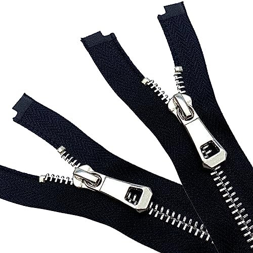 XCSJ 2pcs Reißverschluss Nr.5 Reißverschluss aus Metall mit Zipper in Silber #5 Reißverschluss Teilbar Reissverschluss Nähen Reißverschluss Für Jacken Mantel Koffer Tasche Diy Nähen Craft (35cm)