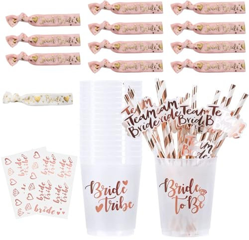 hocadon Bachelorette Gobelets, 12Kit Gobelet Evjf, Bride Accessoires Evjf, Team Bride Accessoire Evjf Decoration, Verre Evjf pour Enterrement de Vie de Jeune Fille, Fête de Fiançailles