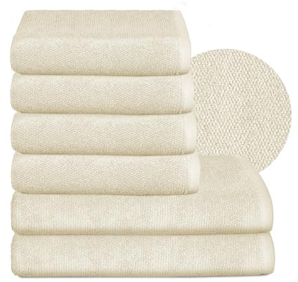 BEAUTEX Handtuch-Set Premium Frottier Sets Made in Europe, 100% Baumwolle 550g/m², Oeko-TEX Zertifiziert (Set: 4 Hand-, 2 Badetücher in Creme)