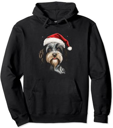 Tibet Terrier mit Weihnachts Mütze Pullover Hoodie