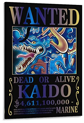 Anime One Piece Wanted Poster Kaido 1 Poster Wandkunst Malerei Leinwand Drucke Dekor Poster Kunstwerke 60 x 90 cm
