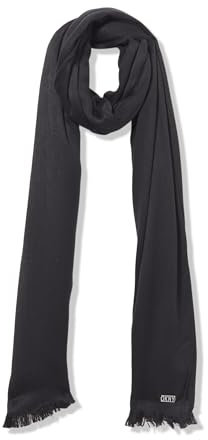 DKNY Damen Oversized Solid Pashmina with Eyelash Fringe Modischer Schal, Schwarz, Einheitsgröße