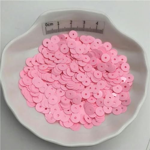 10g einfarbige 4mm 6mm flache Pailletten PVC Glitzer Pailletten für Kleidung, Mütze, Schuhe. Kinder basteln. Handgefertigtes Kunsthandwerk Großhandelszubehör – Solid D Pink – 6 mm, 720 Stück, 10 g