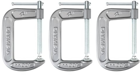Olympia Tools Heavy Duty Cast Iron C-Clamps with 4-Inch Jaw Opening and 3-Inch Throat, 3 Pack