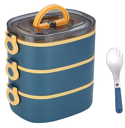 Widybord 1 lonchera Bento apilable de 3 niveles, para adultos y niños, a prueba de fugas, color azul