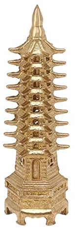 Gonetre Wenchang Turm Skulptur 9-Stöckige Messing Turmstatue Statue Figure, Chinesische Feng Shui Tischdeko Orientalische Deko Figuren Deko Dekoration Wohnzimmer Bürodekoration