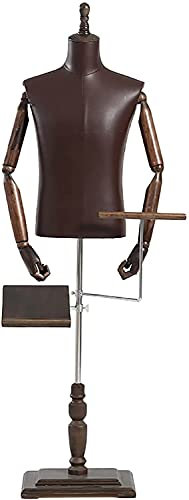 Schaufensterpuppe, Schneiderpuppe, Schneiderpuppe, männliche Schaufensterpuppe, Torso, Nähform – Hosen- und Schuhständer, Oberkörper-Bekleidungsmodell für Uniformen, Hemd, braunes Ledergewebe Co