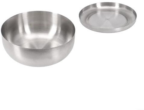 Koreanische Reisschale aus Edelstahl, warme Schüssel mit Deckel, 5 Stück, 12 cm