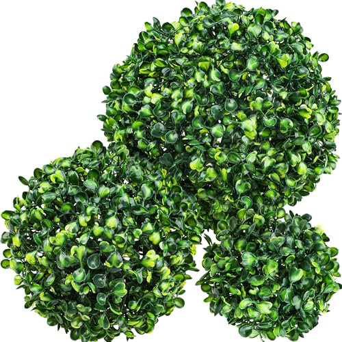 Funzhan 3pcs Topiary Grass Ball Decoration Realistic Fake Greenery Plant Model Lifelike Artificial Milan Ceiling Pendant Display Birthday Party