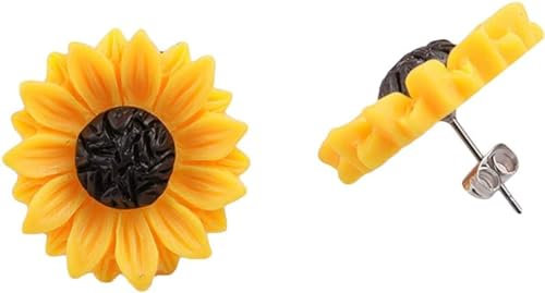 2Pcs Gelb 15MM Sonnenblume Harz Ohrstecker Charms Ohrringe Schmuck Geschenke für Frauen Mädchen,Schmuck,Ohrringe,Fashion,Ohrringe für Damen,Damen