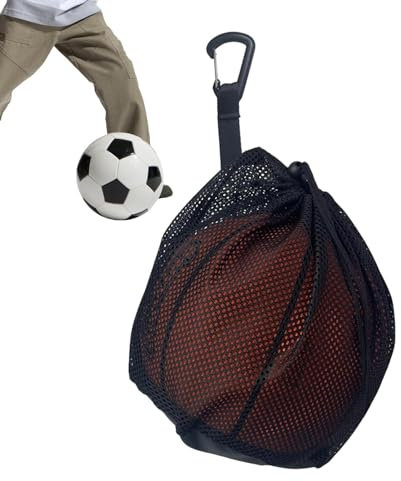 Netz-Ball-Tragetasche – Basketball-Rucksack mit Kordelzug, sportliche Tasche, wasserdichter Basketballsack mit Reißverschlusstasche für Rucksack, Basketbälle, Volleybälle, Fußball, Fußball