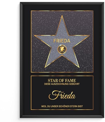 Triangle Déco Personalisiertes Poster - Hollywood Star Grau - Personalisierte Geschenkidee mit Vorname und Nachricht - Geschenkidee Weihnachten Frauen Männer - Kunstdruck auf Leinwand - Valentinstag