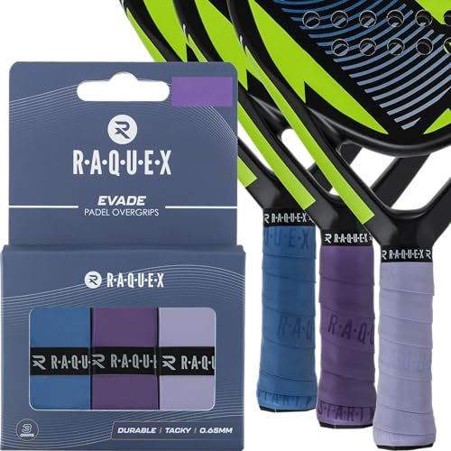 Raquex Evade Griffband für Padelschläger – Blau, Violett, Hellviolett – 3er-Pack Griffband, 0,65 mm dick – saugfähiger, leicht klebriger, Rutschfester Übergriff für Padel- oder Pickleball-Schläger