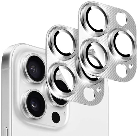Kucheed 2 Pièces Protecteur D'objectif D'appareil Photo pour iPhone 13 Pro/iPhone 13 Pro Max, Aluminium Métallique Monobloc avec Décoration de Texture 3D, Protection Complète de la Caméra Arrière