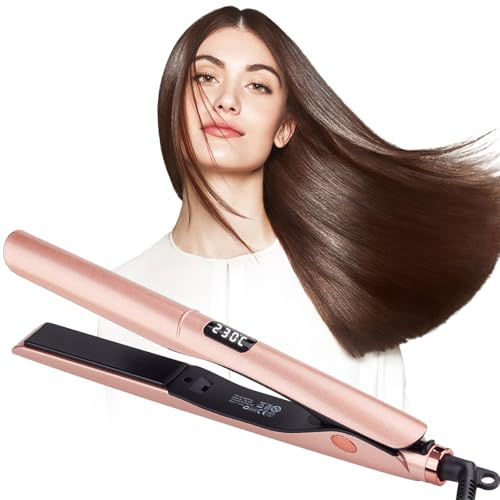 2-in-1-Profi-Haarglätter, 120–230 ℃ keramikbeschichtetes LCD-Display, Aufheizen dauert nur 20 Sekunden, ideal für glattes, lockiges und welliges Haar