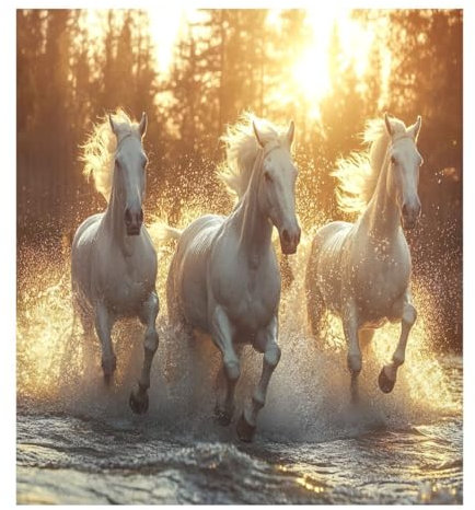 JUMBEAR Three White Horses Running Dishwasher Magnet Cover Waterproof Magnectic Sticker Refrigerator Magnet Decor Home Cabinet Decals Appliances Stickers for Home Kitchen 23x26