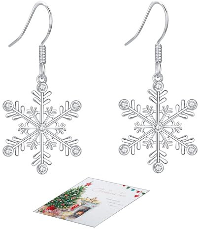 HEEYA Weihnachtsohrringe Ohrringe Schneeflocken Damen mit Glänzende Zirkon Hängende Tropfen Ohrringe Silber S925 Weihnachten ohrstecker Geschenk für Frauen