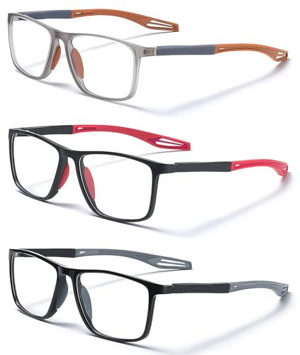 Pack de 3 Gafas de Lectura 1.5, Gafas para Presbicia Hombre Mujer Anti Luz Azul Presbicia Ligeras Comodas con Flexibles Anti-reflejantes Rectangular Metal Clásica Lente Clara Colores Mezclados