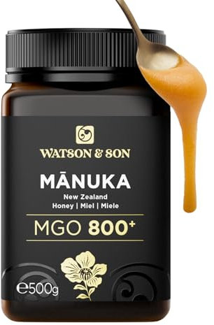 Watson & Son Miele Manuka MGO 800+ (500g) - Puro grezzo 100% certificato - Invasettato e sigillato in Nuova Zelanda - Manuka Honey