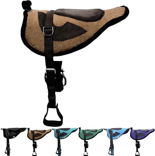 Majestic Ally Solides Bareback-Polstertuch, Veloursleder, gepolstert, mit Gurt und Steigbügel, Braun