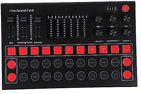 NUOBESTY Stimmenverzerrer Tragbare Live Soundkarte Audiomixer für Streaming Kompatibel mit Stück und Smartphone Dsp Chip Kleiner Soundmixer