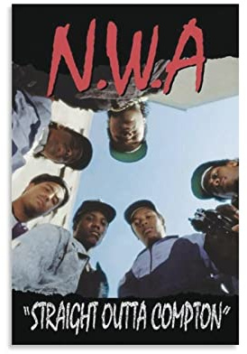 ZZXCHG Poster und Drucke 60x90cm NWA Straight Outta Compton Album Poster Canvas Wall Art Room Pictures for Bedroom Gifts Decor Senza Cornice