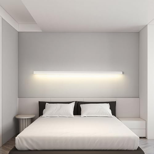 TZSMUM LED Wandlampe Innen Wandleuchte Moderne Design Wandbeleuchtung Rechteckig Wandleuchten Lange Lichtleiste Aluminium Acryl für Wohnzimmer Schlafzimmer Treppen (Weiß-Neutrales Licht,120cm)