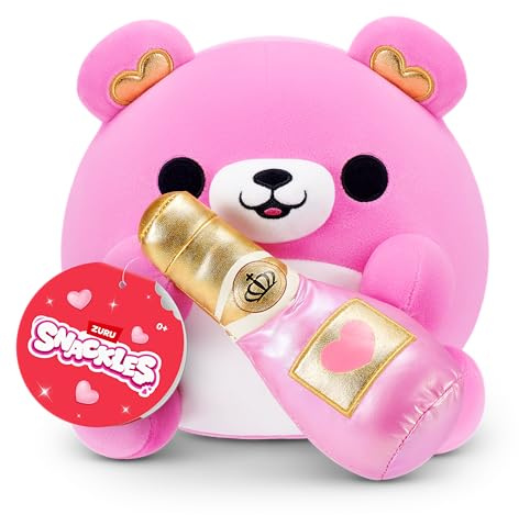 Snackles Valentinstag-Edition 20 cm Plüschtier (Bär mit Champagner) von ZURU – Ultraweiches Kuscheltier mit Valentinstag-Snack Zubehör, sammelbare kuschelige Plüschtiere für Kinder