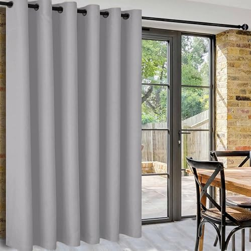 DWCN Gris Argent Occultant Rideau Thermique Rideaux Separation L254xH243 cm 1 Pièce Large Rideaux Brise-bise à Oeillets Rideau Acoustique Décoration Intérieure Moderne pour Salon/Chambre/Cuisines
