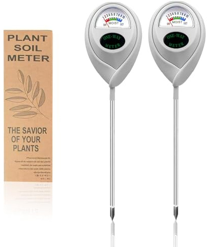 MEPHILIMIA 2 Stück Weißes Bodenmessgerät, Boden-Feuchtigkeitsmessgerät, Feuchtigkeitsmessgerät Pflanzen, Feuchtigkeitsmesser für Garten Landwirtschaft Garten Bauernhof Keine Batterien Erforderlich