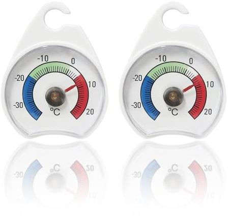 2 Pcs Fridge Thermometer Uk,Freezer Dial Gauge Refrigerator Food Temperature Sensor Cold External Termometro Thermostat Thermometers,for Kitchen Restaurants Bars Coffee Cafes Error Range: ±2 Degrees