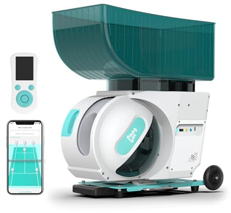 PONGBOT Tennisball-Maschine, App und Fernbedienung, benutzerdefinierte Bohrer, 150 Bälle, max. 80 km/h, 8+ Stunden Ausdauer, Dual-Motor für Topspin und Backspin