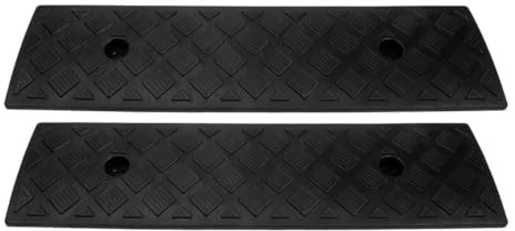 2pcs Plastic Driveway Curb Ramps for Bicycles and Motorcycles | Anti-slip Traction, Pressure Resistant Design, Garden and Home Use, Black Colour, Small Wheel Support