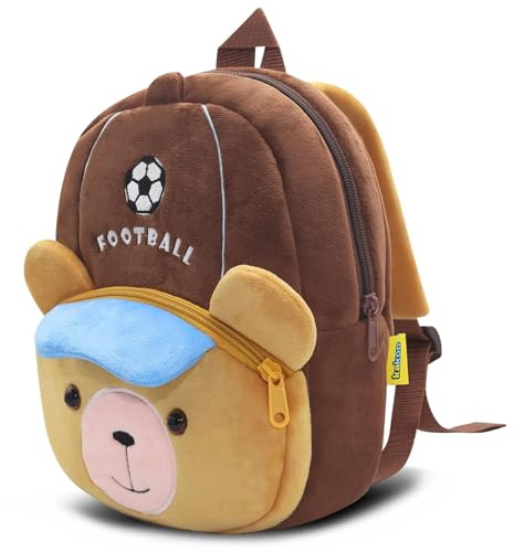 PROTAURI Rucksack Kinder für Junge 1-4 Jahre, Kindergartenrucksack Komfortabler, Kita Rucksack Leicht, Fußballbär-Design