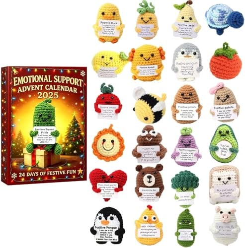Emotional Support Adventskalender 2026, 24 Tage emotional support Advent Calendar, 3D häkel adventskalender 2025 Design,mit 24 Einzigartige Emotionale Unterstützung, für geliebte Menschen jeden Alters