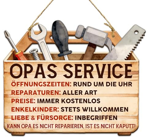 Bester Opa Geschenk - OPAS Service Holzschil, Opa Geschenk Geburtstag | Lustige Geschenke für Opa zum Geburtstag, Weihnachten, Ostern & Vatertag