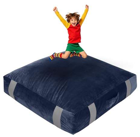 GYMMALL Crash Pad for Children, Blue Sensory Crash Pad for Kids, Thickened Autism Crash Mat for Jumping, Climbing and Playing for Home, School, Special Educational Settings
